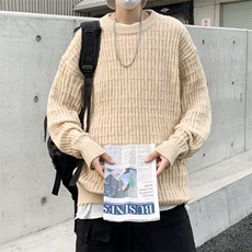 秋冬重磅日系宽松圆领套头简约毛衣男女内搭打底针织衫MY7009-P53，男装针织衫/毛衣，星座308B-1