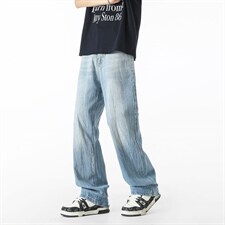 美式高街百搭直筒牛仔裤男潮牌垂感阔腿宽松XZ201-1102P48，男装牛仔裤，星座201