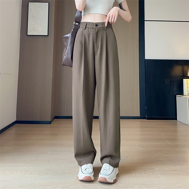 wassuphappy冰丝西裤男夏季薄款纯色宽松直筒裤阔腿运动休闲裤子,男装西裤,星座209-1