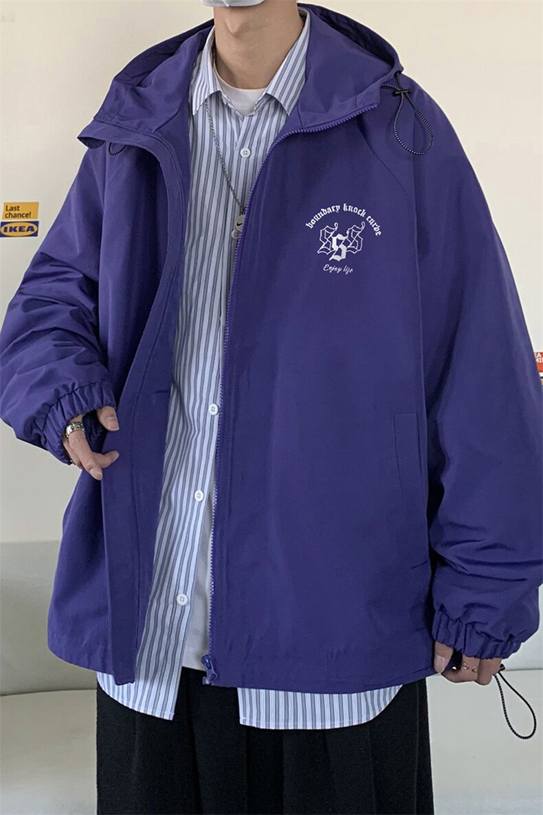港风秋款宽松高品质连帽防水夹克F55P65控88,男装夹克,电商A247