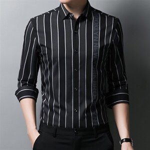 2023秋季新款中年男士薄款竹纤维长袖衬衫休闲爸爸装印花衬衣寸衫,男装衬衫,电商B212（原钱塘6029）