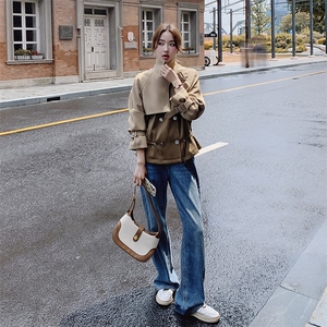 拼接短款工装风衣外套女春秋2025新款小个子洋气小众炸街夹克上衣图片
