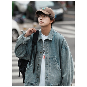 25新款男士斜兜潮流休闲宽松牛仔工装夹克外套N9001/P105/158图片
