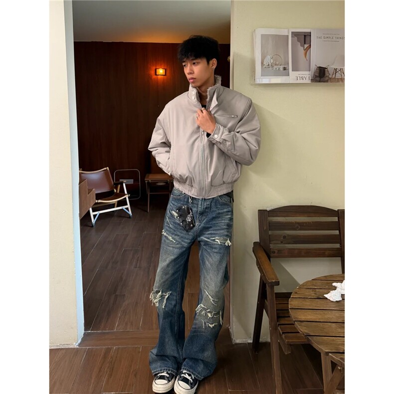 毛领哈灵顿棉服男女冬季美式潮牌加厚活页分割bomber版型短款夹克,男装夹克,星座1210-1