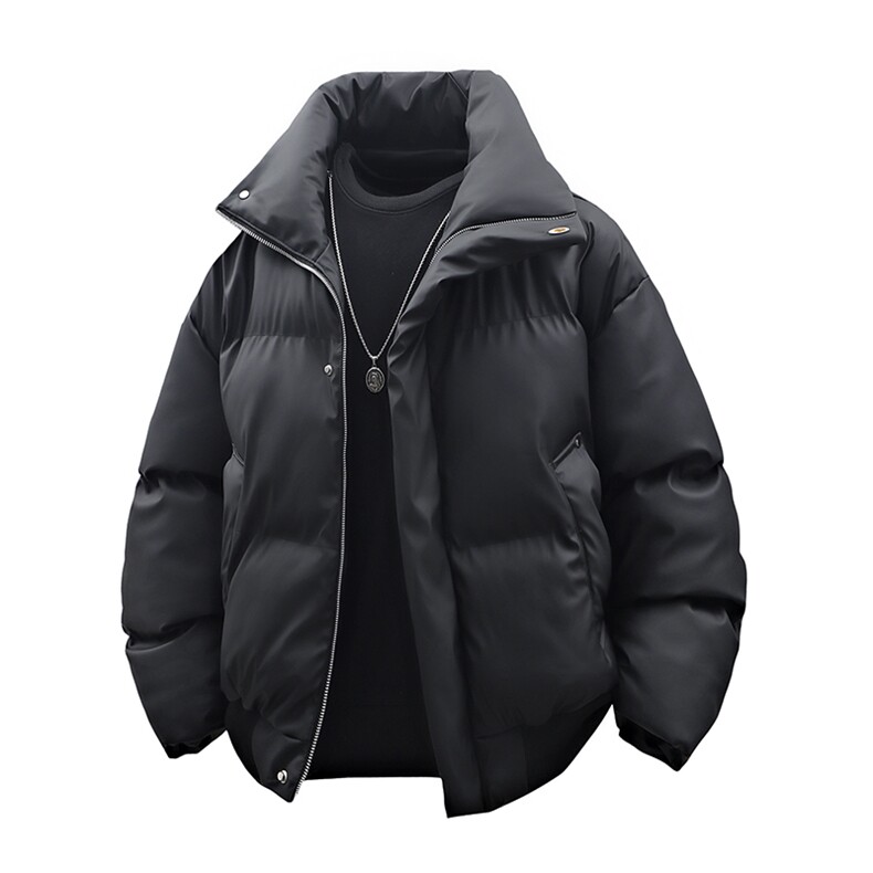3D立体 支持二开立领PU皮棉服男短款棉衣外套宽松面包服 M810-P75图片