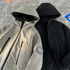 防水纹章双拉链连帽棉服男登山加棉加厚棉衣外套M74-特P105控168，男装棉衣，电商A001