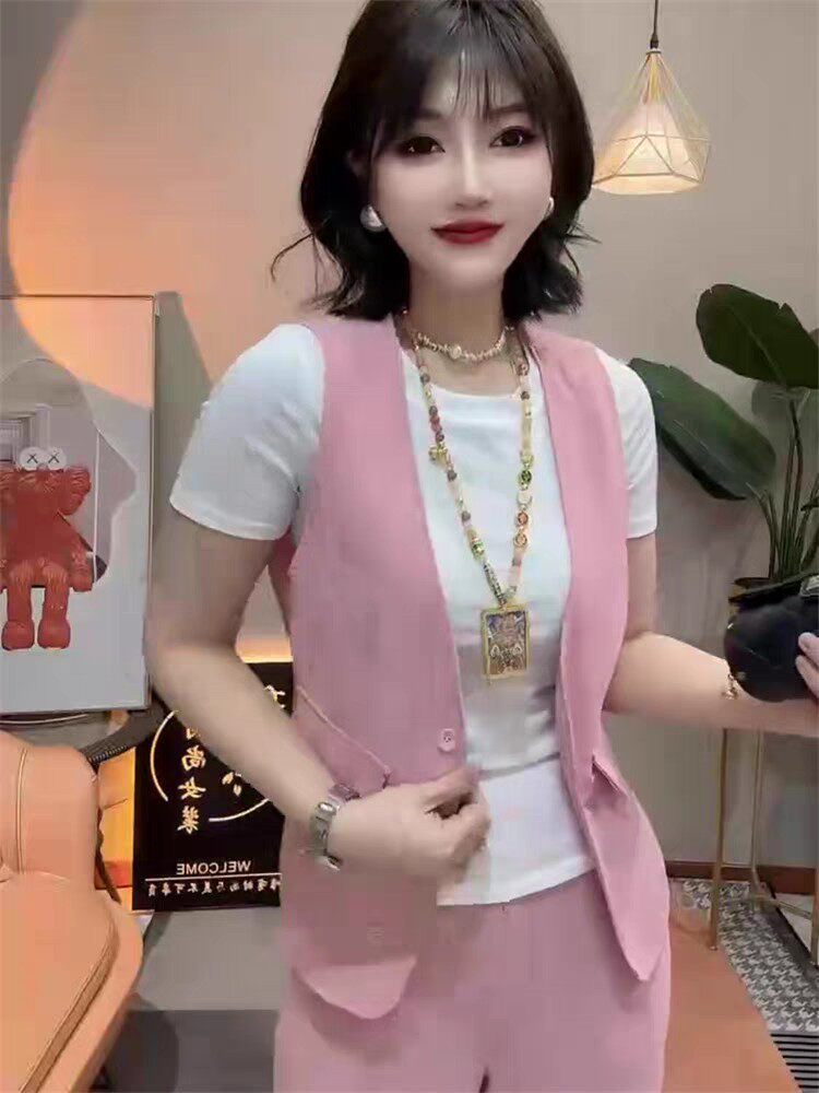 2025百搭休闲八分裤三件套套装图片