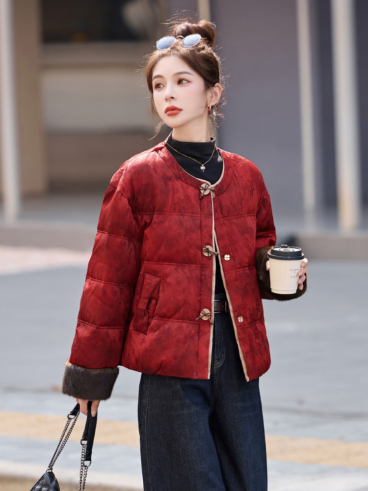 现货现货现货2025年冬季新中式G风羽绒服,女装羽绒服,伊仟回