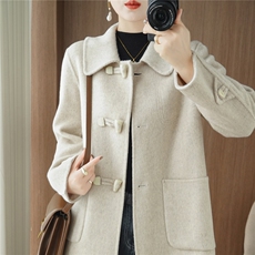 双面呢大衣毛呢外套呢子大衣中长款女冬2025新款高级感，女装双面呢大衣，贝源羊绒