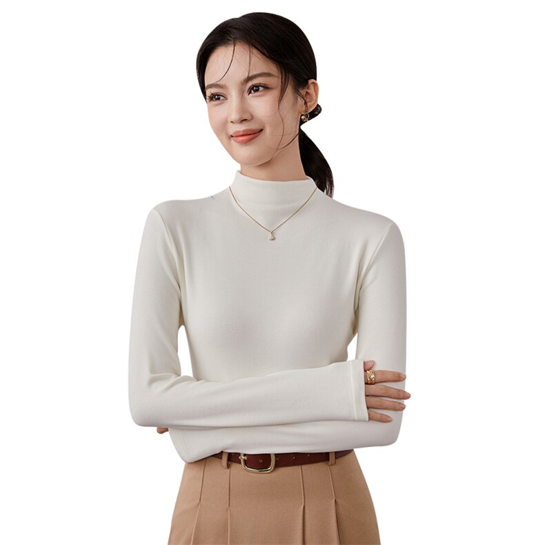 半高领打底衫女长袖t恤新款秋冬内搭紧身上衣洋气小衫百搭纯色,女装羊毛衫,硕诚羊绒