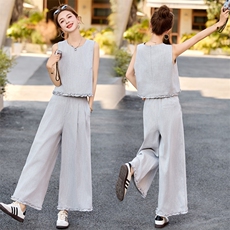 欧货休闲小香风马甲牛仔套装女2025夏季超火洋气减龄九分裤三件套，女装套装/套裙，瑶迪依秀