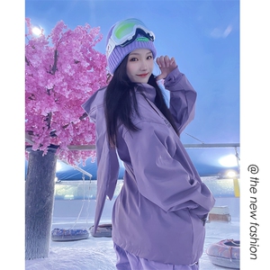 冬季防风防水兔耳朵半拉链保暖滑雪服男女银狐绒时尚外套M38-P125图片
