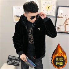 仿皮草加绒棉服社会小伙加厚帅气男棉衣保暖外套C301B-PC01，男装棉衣，电商C301B