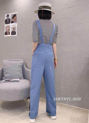 21021、条纹背带牛仔裤套装，女装牛仔裤，茜茜可依 红太狼