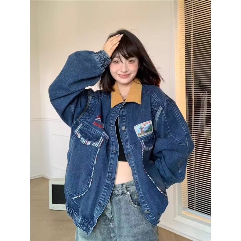 美式复古街头网红风牛仔外套小众设计感宽松夹克上衣JKF4012，男装工装外套，星座516A