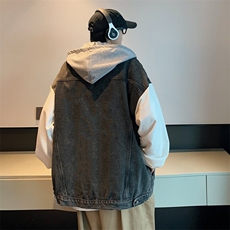 JK3040-P70-控98现货拼接牛仔夹克外套，男装夹克，星座116