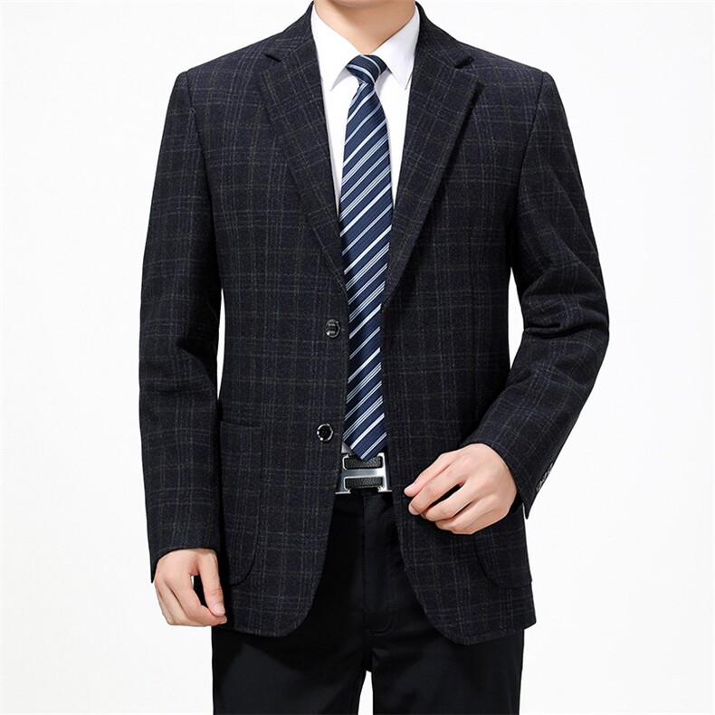 2023年新款春秋季羊毛呢西服外套男中年单西装三粒扣男装,男装西服,电商B212（原钱塘6029）