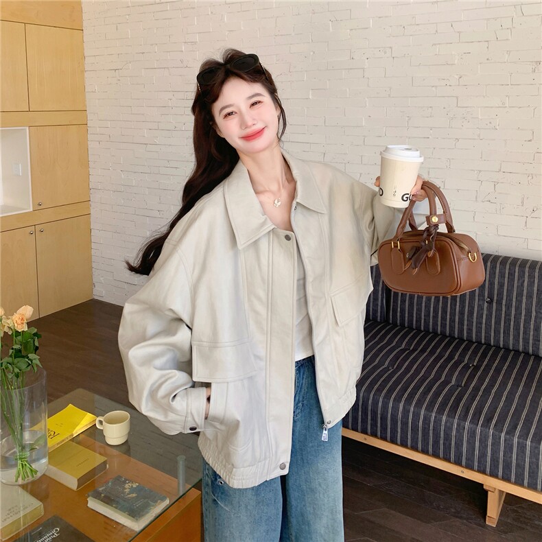 【新品】两色皮衣外套W676P175K288,女装短外套,2C209
