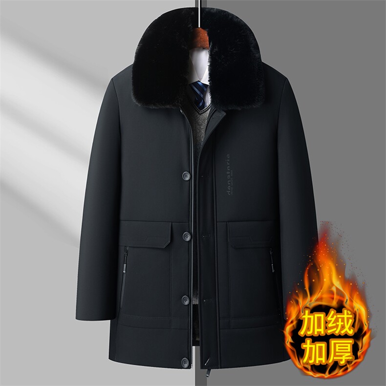 脱卸大毛领加绒加厚中老年棉服大衣男士休闲中年棉衣外套大衣,男装棉衣,钱塘723