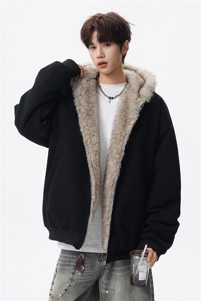 美式座山雕加绒加厚棉服男冬宽松连帽毛领棉衣外套MY18001,男装棉衣,电商B312