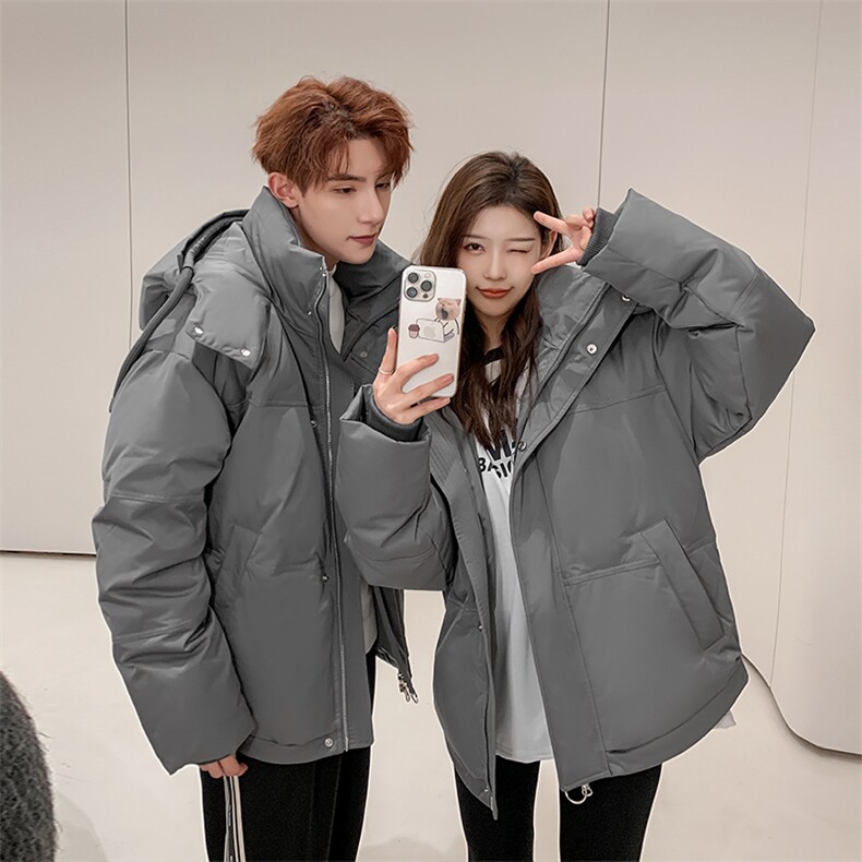 继续原创韩版情侣装羽绒服男女青年学生加厚300克绒羽绒外套，男装羽绒服，钱塘723
