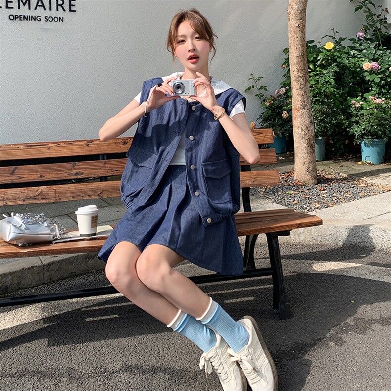 2025新款牛仔套装夏季无袖套装,女装套装/套裙,欧黛芙妮