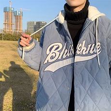 假两件小众棉袄冬季美式复古菱格棉服加厚棒球服棉外套W5854-P66，男装棉衣，星座512-2
