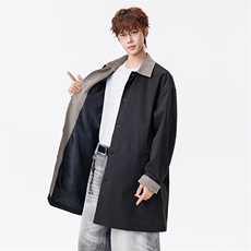 潮流宽松老钱风千鸟格撞色风衣A161-MT-2600-P92，男装风衣，电商A161