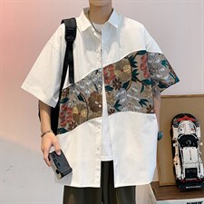 1绣花拼接成分：聚酯纤维M-5XL大码短袖衬衫男DCS7743P42控68，男装T恤，星座226-2