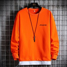 秋季新款男士大码宽松圆领假两件休闲上衣卫衣CYWY8852-P30，男装卫衣，电商A128
