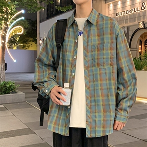 控价59港风格子衬衫宽松外套男女衬衣百搭格子外套CS2413P35,黑白菱形格子马甲背心搭配图片
