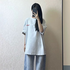 万针全刺绣工艺抖音得物高品质260克重磅纯棉双纱美式高街短袖T恤，男装T恤，电商A486-1