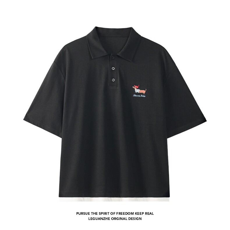 2025夏季新款港风白底大码刺绣短袖POLO衫M-5XHT25348-特P30，男装Polo衫，电商A022