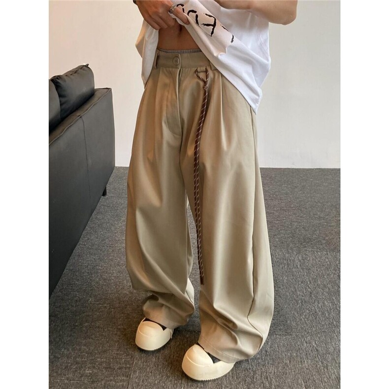 廓形垂感宽松西裤简约纯色百搭休闲弯刀裤1001-1-B 3019-P55图片