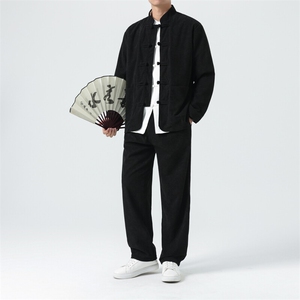 男士外套灯芯绒夹克套装盘扣立领风XZ1512-2501套装-P110