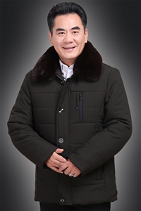 加厚 商务绅士 商务休闲 仿丝棉 拉链 纯色 翻领 可脱卸领 棉衣 常规 直筒 图片