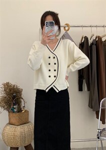 358设计感v领毛衣开衫,女装针织衫/毛衣,Lucky Lee