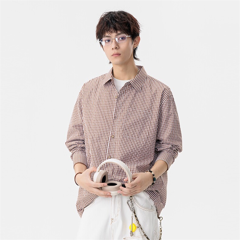 新款(跨境货源）长袖条纹衬衫男宽松休闲上衣,男装衬衫,星座1107-1