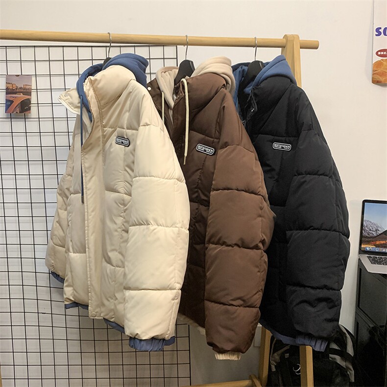 1506/2301/P75字母假两件冬季加厚连帽大码男女面包服外套2,女装短外套,星座1506