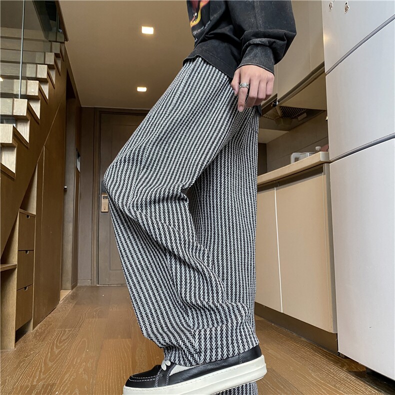 秋季新款潮流条纹设计百搭宽松休闲裤卫裤B315-K835-特p35控68,男装休闲裤,电商B315