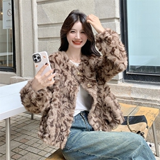 不断货8857款P215K315豹纹环保毛，女装短外套，2B137