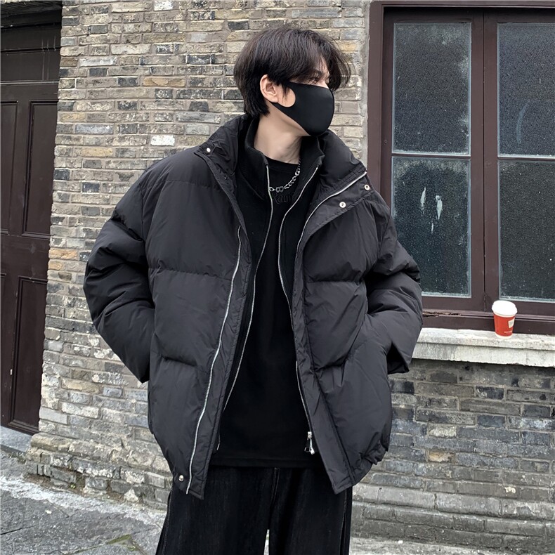 新款立领假两件羽绒棉服男假两件设计感痞帅纯色加厚立领棉衣p98,男装棉衣,电商C307