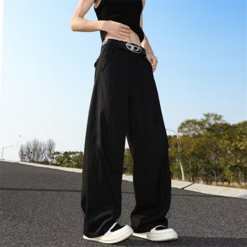 美式复古阔腿牛仔裤女2025新款显瘦高腰宽松直筒拖地长裤,男装牛仔裤,星座506A