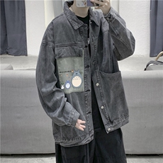 jk672-p75-限价98现货破洞港风大码肥仔牛仔外套ins宽松夹克，男装工装外套，星座116