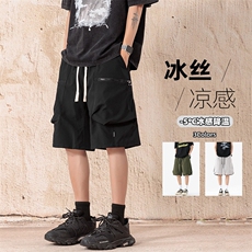 特批P25无差价休闲冰感冰丝拉链多口袋工装裤男大码五分裤DK5825，男装休闲裤，电商A001-1