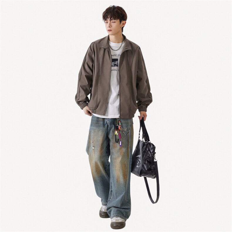 韩版设计感翻领垫肩斜纹夹克简约cleanfit夹克外套JK02537-P78,男装夹克,星座308B-2