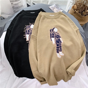 19S新品 宇航员刺绣宽松情侣针织衫毛衣男1053/图片