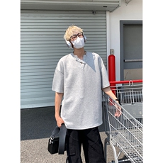纽扣V领设计感短袖T恤男夏季重磅潮牌宽松半袖T恤T3642-特价P25，男装T恤，电商A007