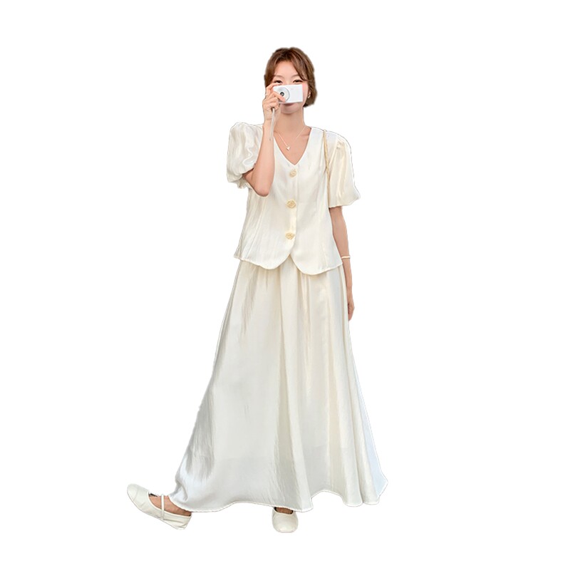 套装时尚套装气质白色时尚复古衬衫女装法式设计师气质白色时尚,女装套装/套裙,2C285
