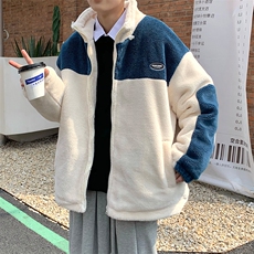 秋冬新款羊羔绒撞色棉衣外套男韩版宽松百搭上衣W3470-P45，男装棉衣，星座512-2